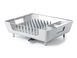 Égouttoir à vaisselle en plastique Oxo good, gris clair compact et durable, format bac avec picots