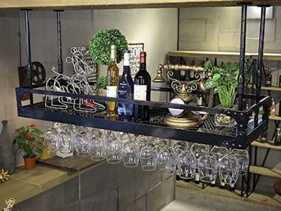 Égouttoir à verres suspendu bar rectangulaire look industriel