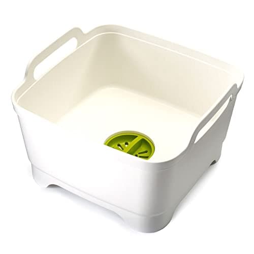 Égouttoir à vaisselle blanc avec bouchon de vidange vert