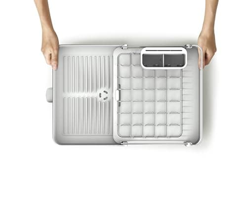 Séchoir à vaisselle extensible en acier inoxydable avec compartiments