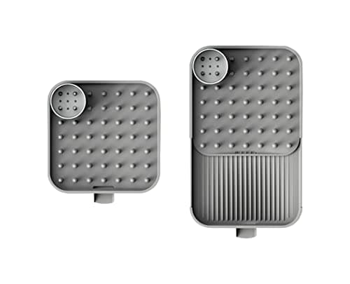 Égouttoir à vaisselle extensible gris avec pot à ustensiles