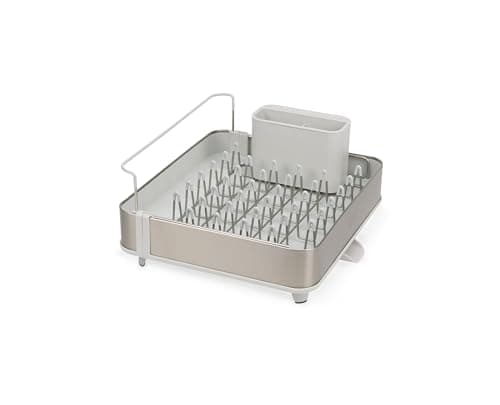 Séchoir à vaisselle extensible en acier inoxydable avec compartiments