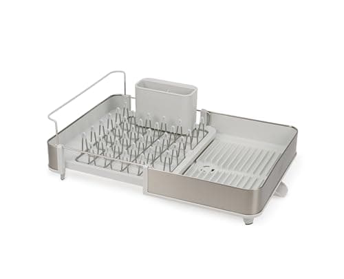 Séchoir à vaisselle extensible en acier inoxydable avec compartiments