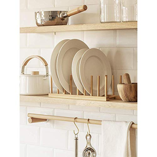 Égouttoir vaisselle en bois de bambou minimaliste pour assiettes et verres