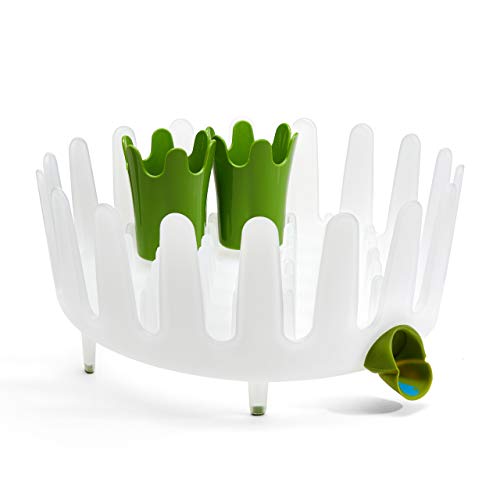 Égouttoir rond à vaisselle et couverts en forme de couronne blanc et vert