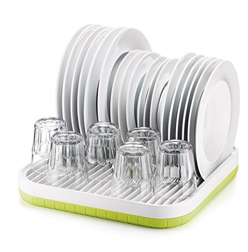 Égouttoir à vaisselle en plastique vert et blanc extra plat solide signé Guzzini
