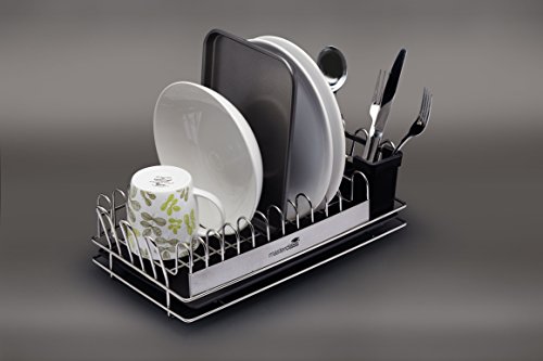 Egouttoir à vaisselle compacte avec bec d'écoulement en Inox Masterclass 9 x 12 x 16 cm